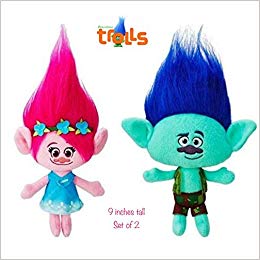 Set of 2) Plush Princess Poppy and Branch from the Trolls.