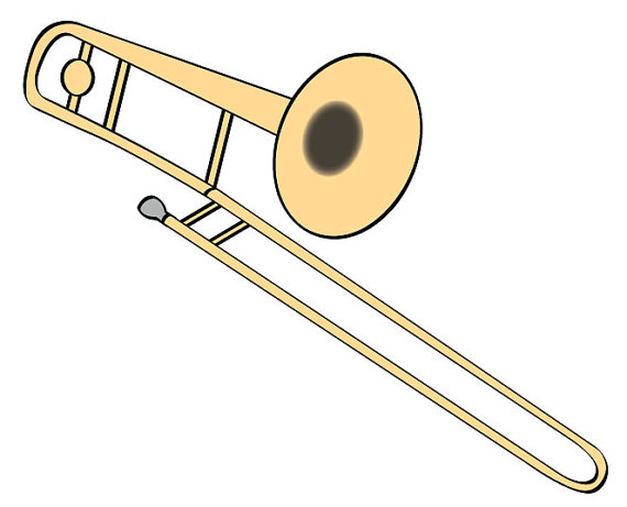 Trombone Vector Illustration Digital Download Music Clip Art.