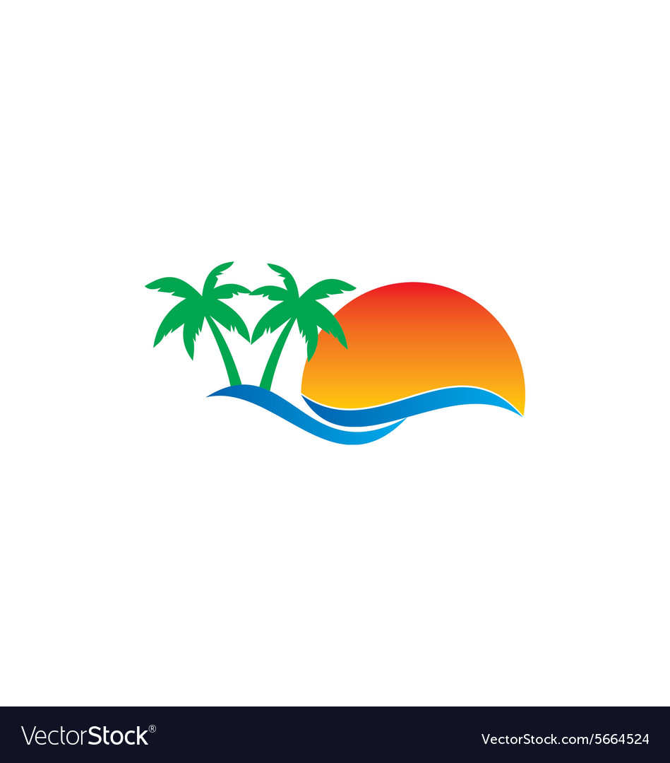 Beach travel pine tree tropic logo.