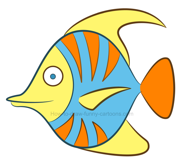 How to draw a tropical fish clipart.