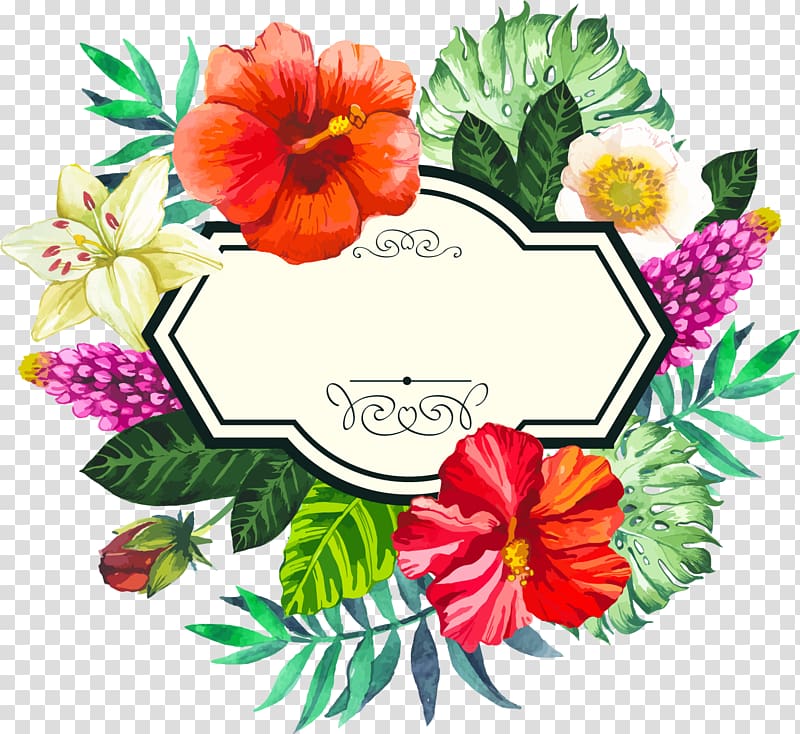 Flower frame , Hand painted watercolor tropical borders.