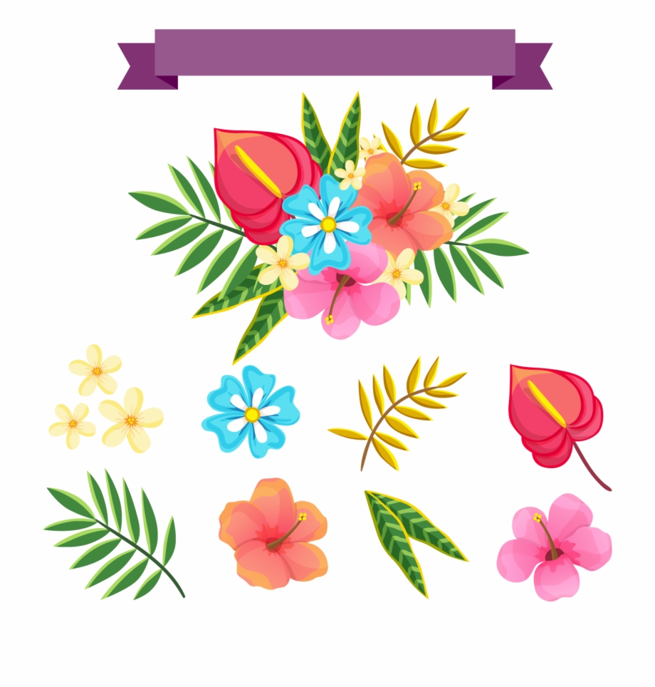 Tropical Flowers Pattern Png.
