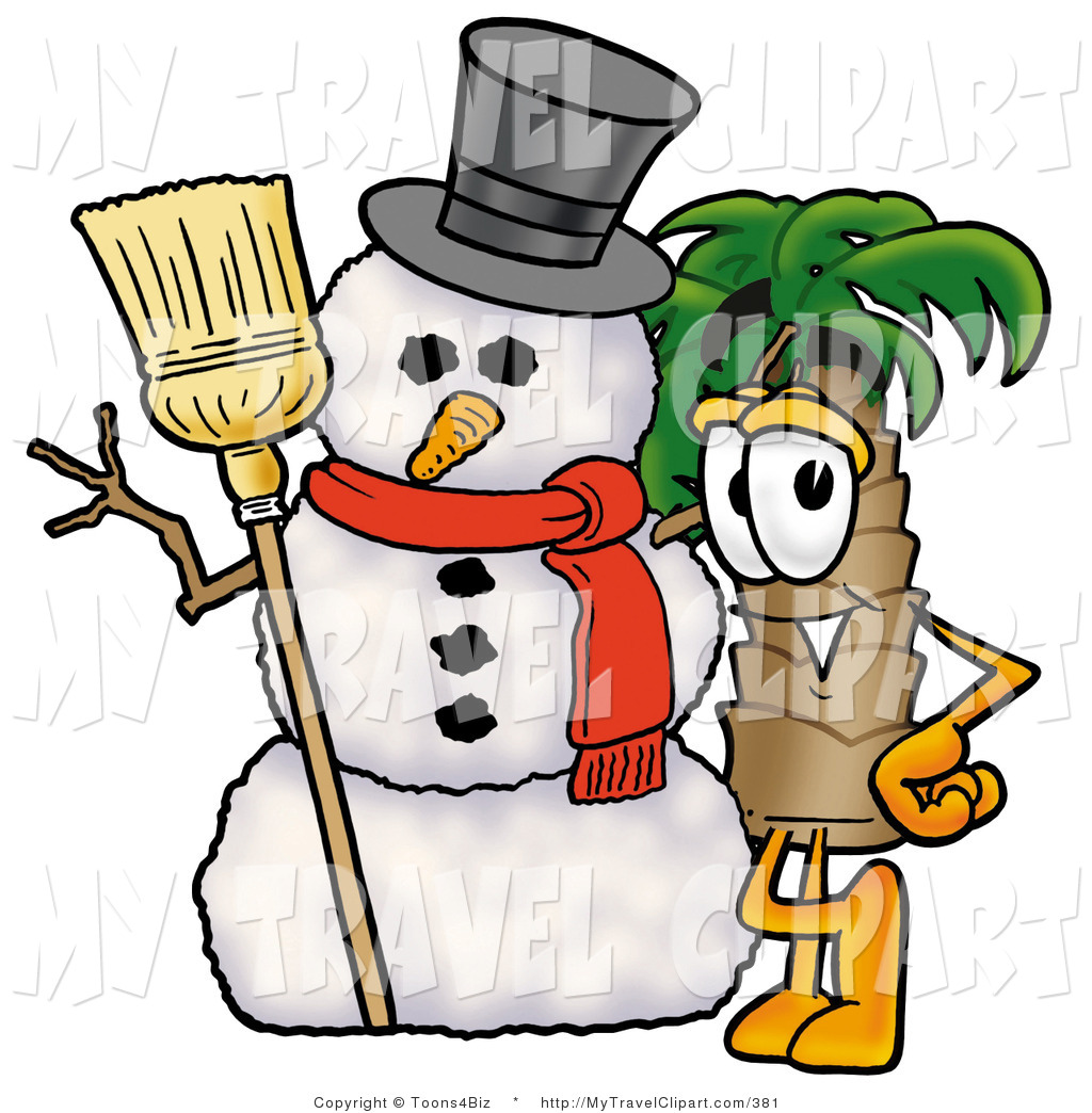 Clipart of a Tropical Palm Tree Mascot Cartoon Character.
