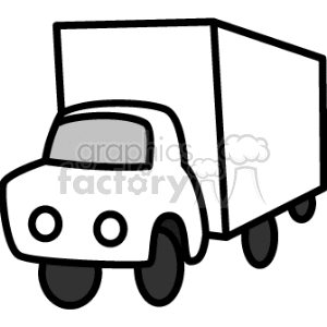 Black and white moving truck clipart. Royalty.
