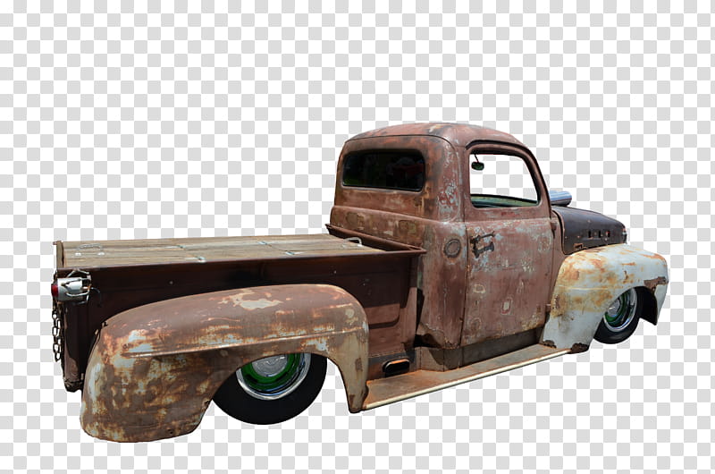 Old Truck Side View, brown pickup truck transparent.