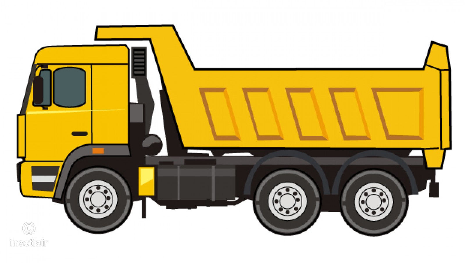 Dump truck flat vector clipart illustration PNG file.