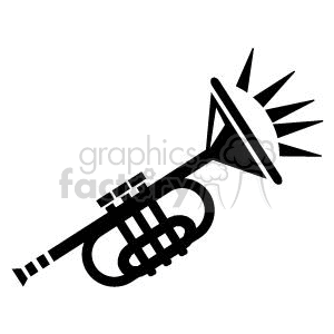 black and white trumpet clipart. Royalty.