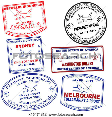 Clipart of Set of passport grunge stamps k15474312.