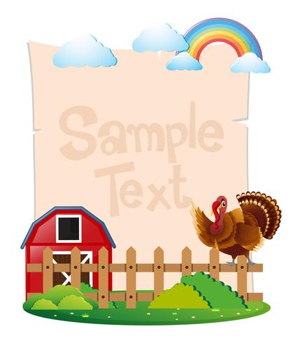 Paper template with turkey in the farm.