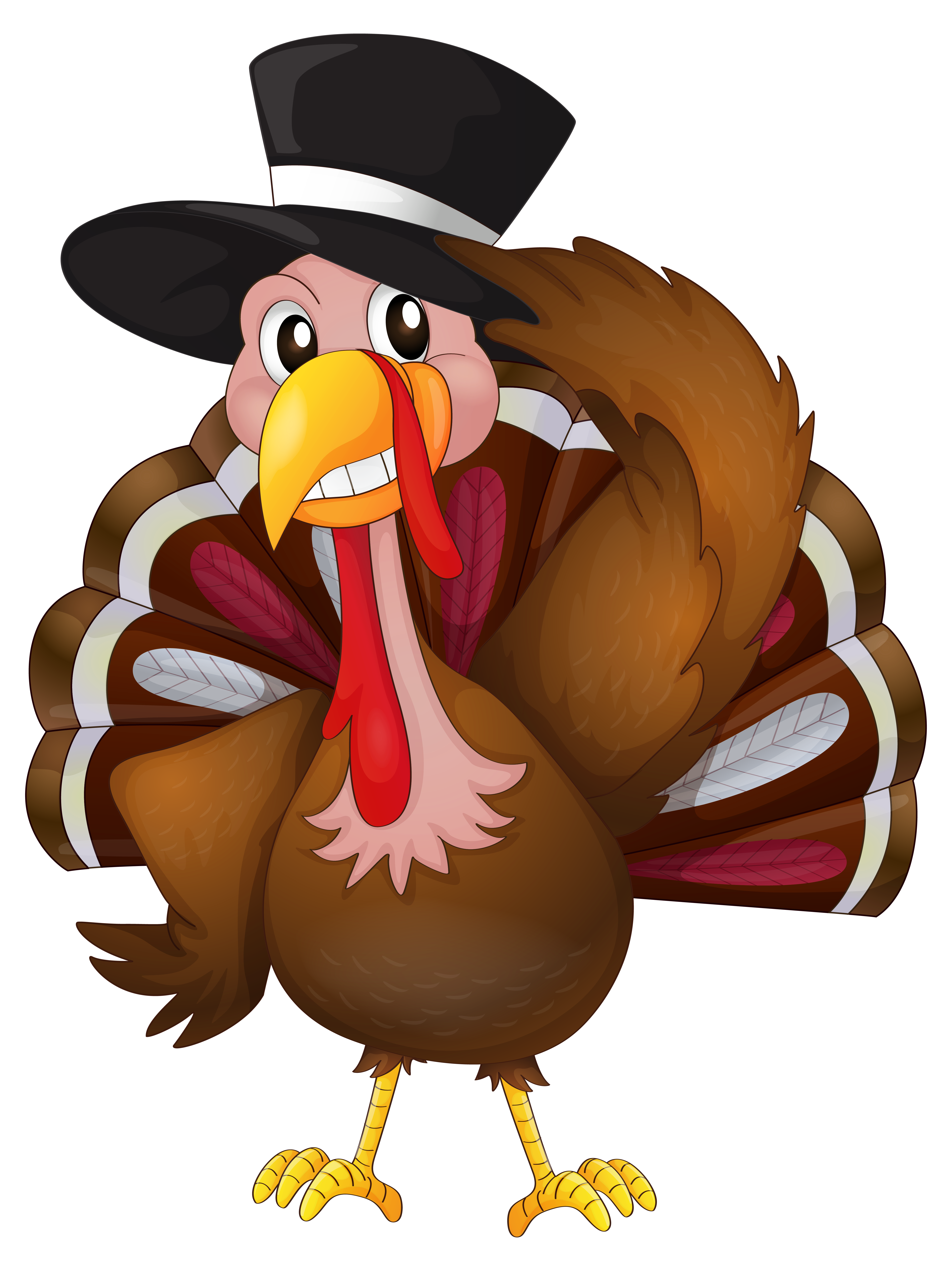 Thanksgiving Turkey with Hat PNG Clip Art Image.