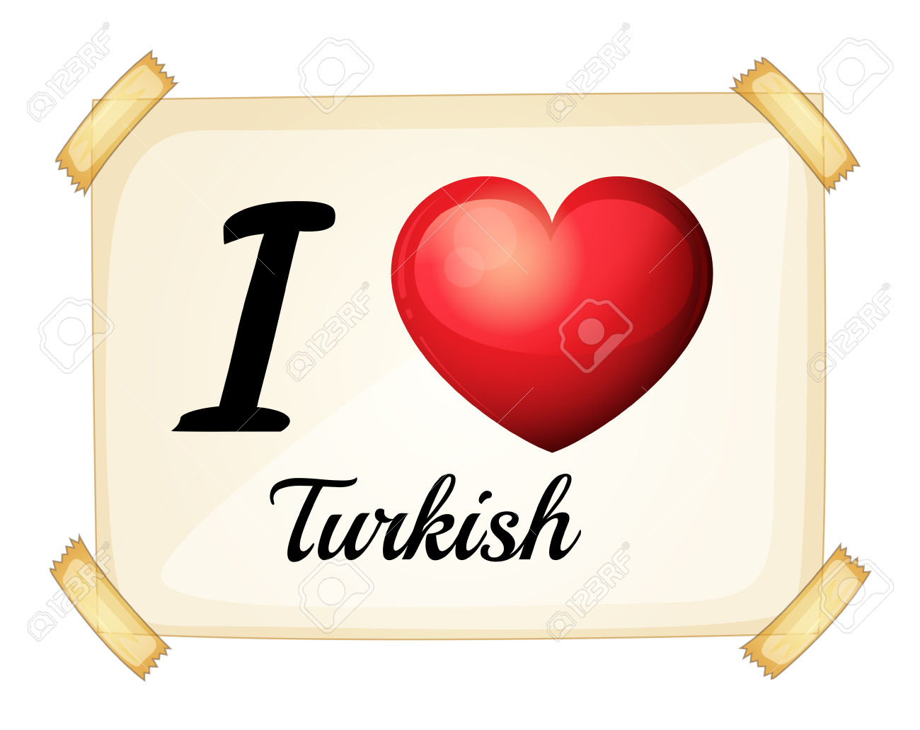 I Love Turkish Posted On The Wall Royalty Free Cliparts, Vectors.