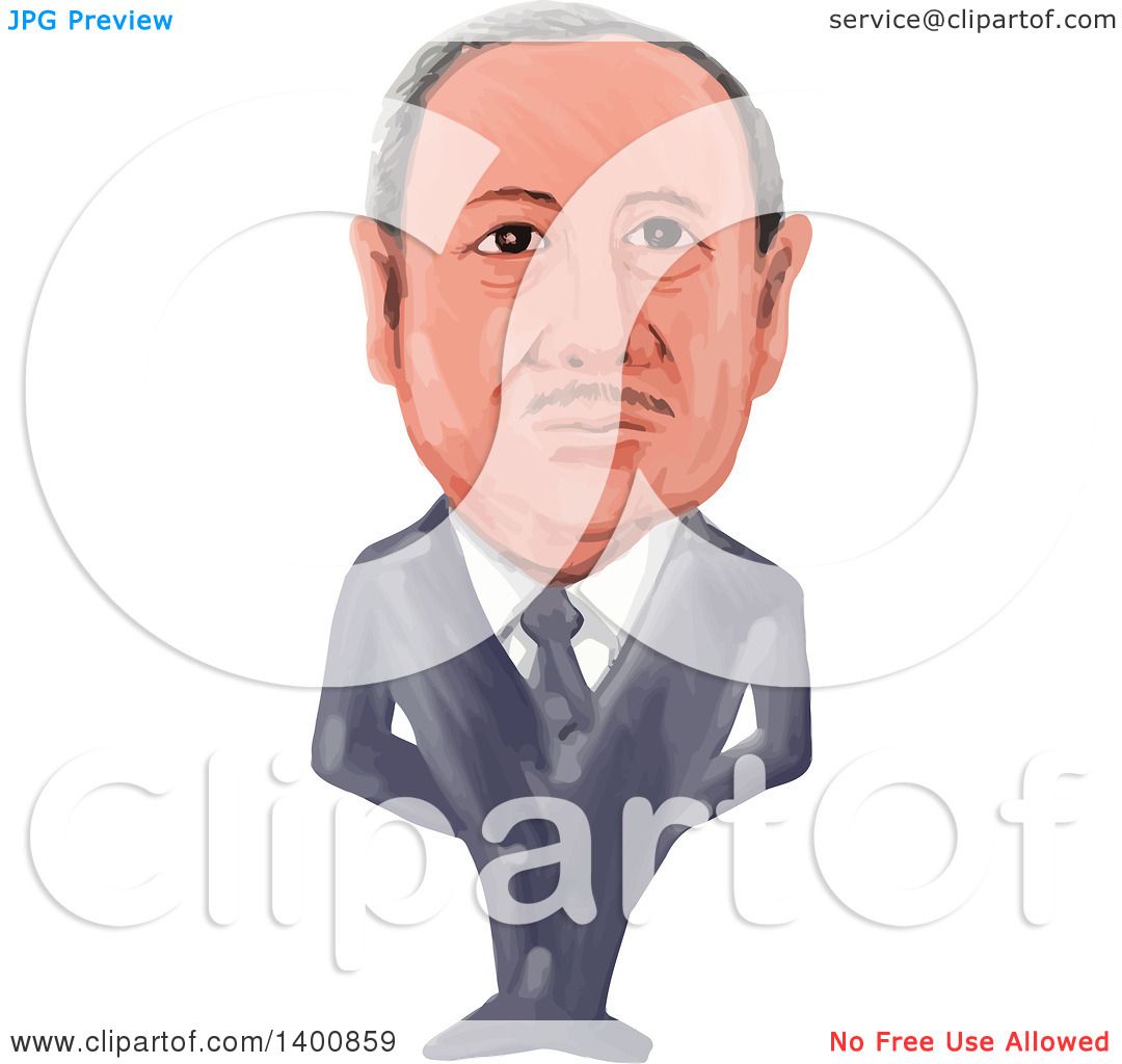 Clipart of a Watercolor Caricature of the 14th President of Turkey.