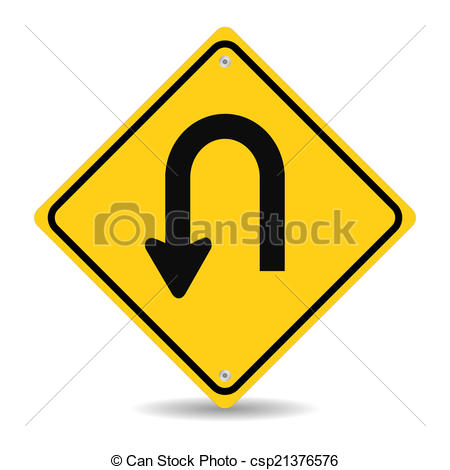 Vectors Illustration of Turn back road sign, vector illustration.