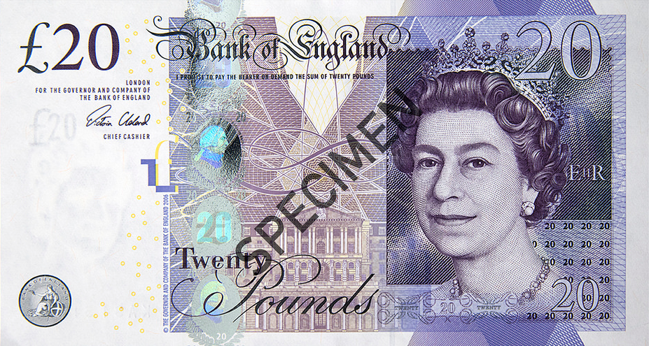 Twenty Pounds Banknote, Pound Bill Png Free Clipart.