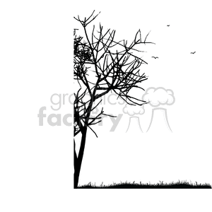 Black and white tree border clipart. Royalty.