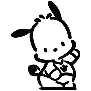 Pochacco black and white graphic with basketball.