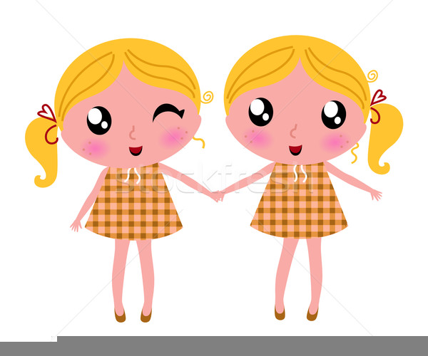 Twin Baby Girls Clipart.