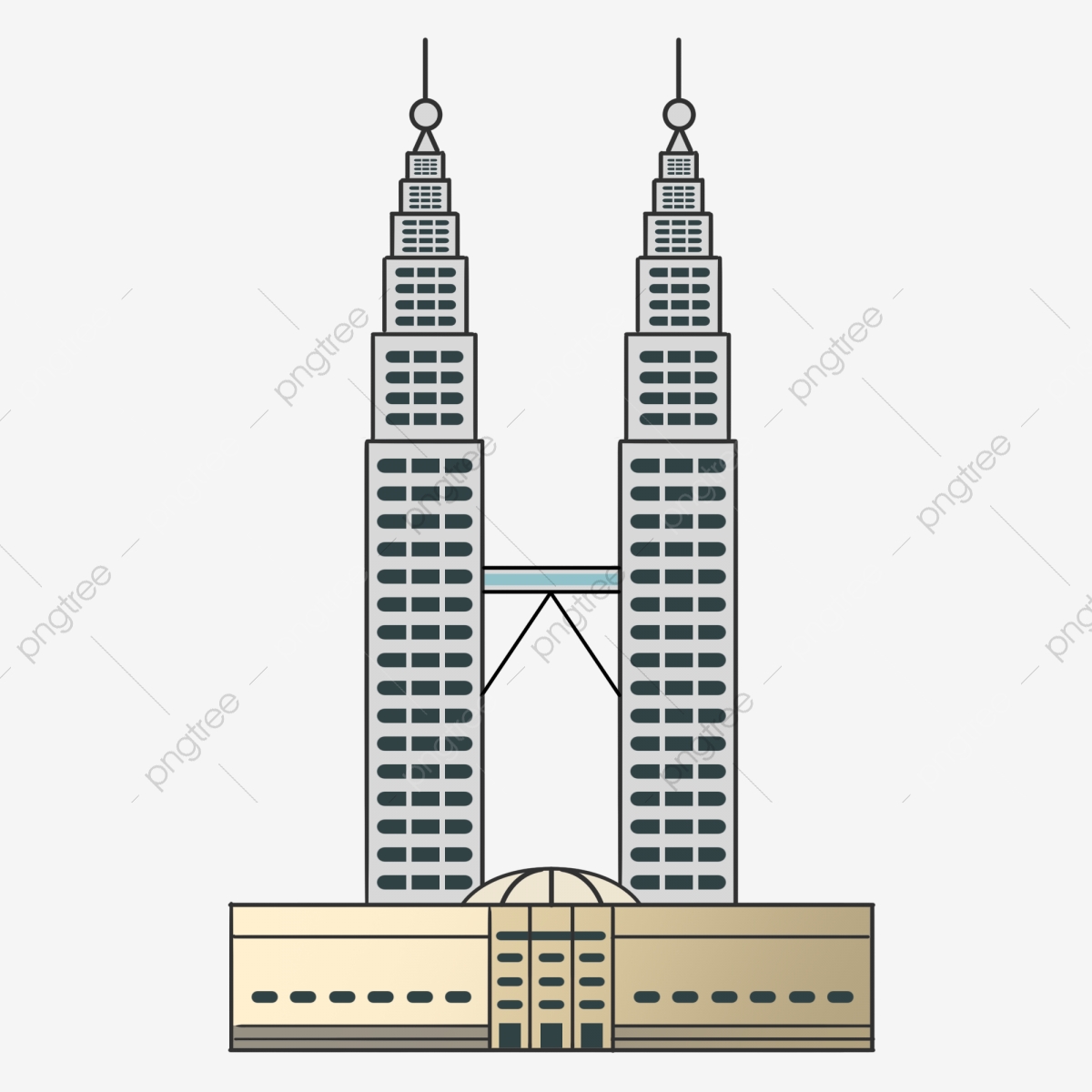 Hand Painted Tourism Scenic Building Malaysia Twin Towers.