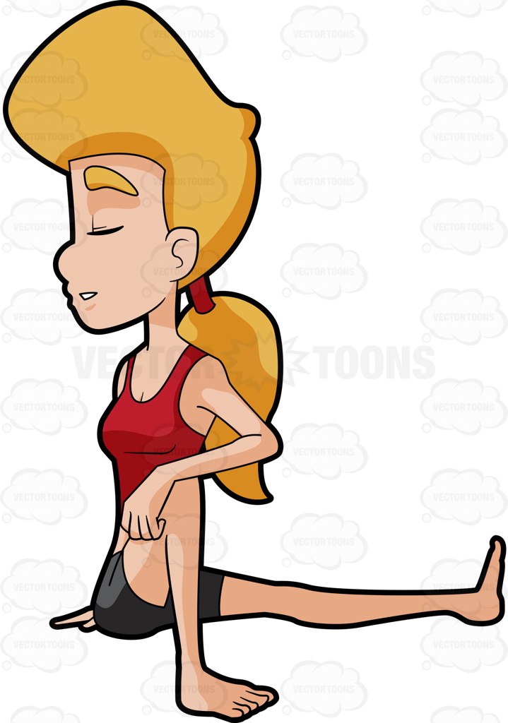 A Woman Doing A Simple Seated Yoga Twist Cartoon Clipart.