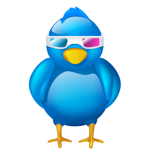 3d, bird, cinema, logo, movie, social, social media, tweet.