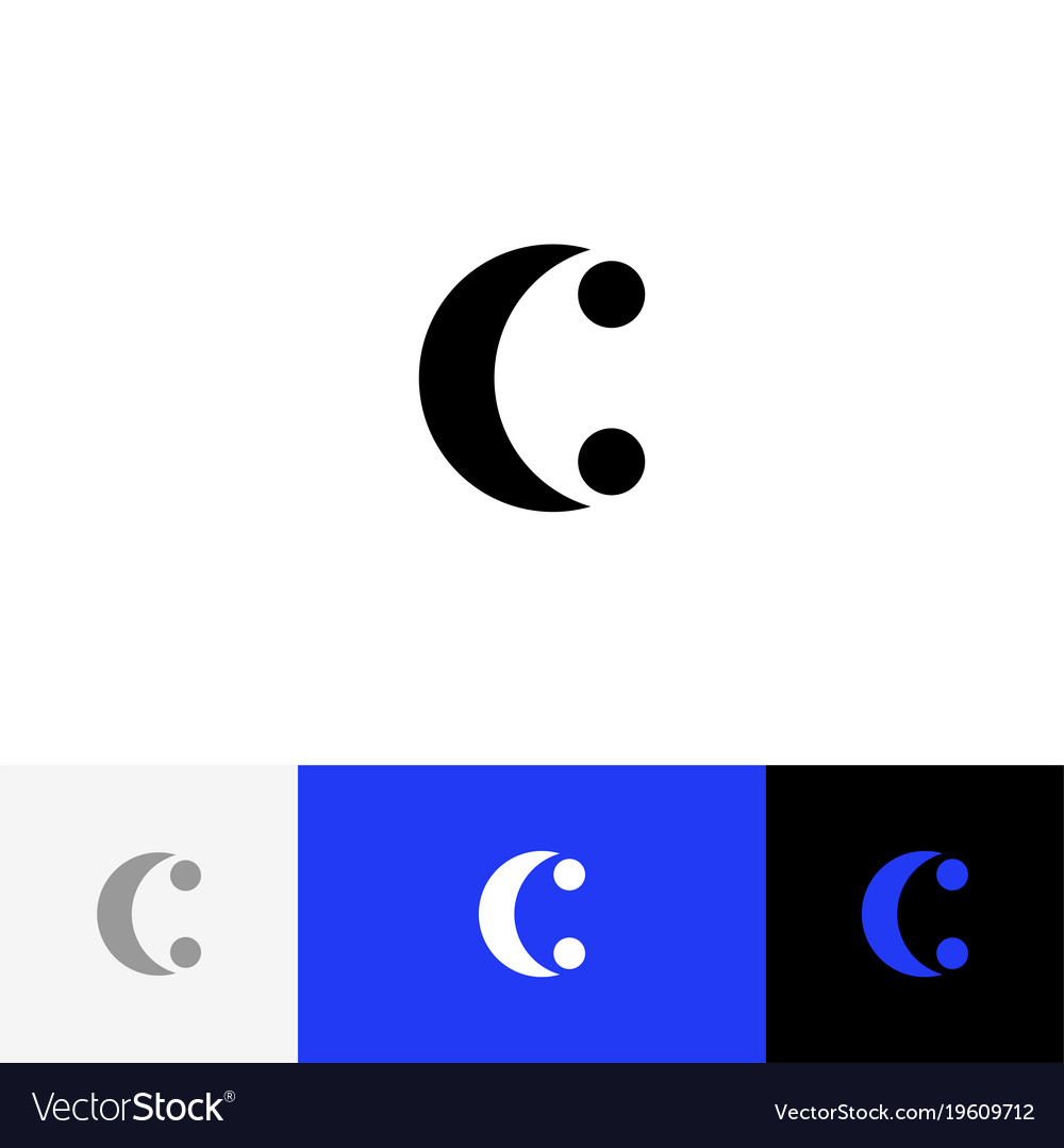 C with two dots minimalism logo letters c.
