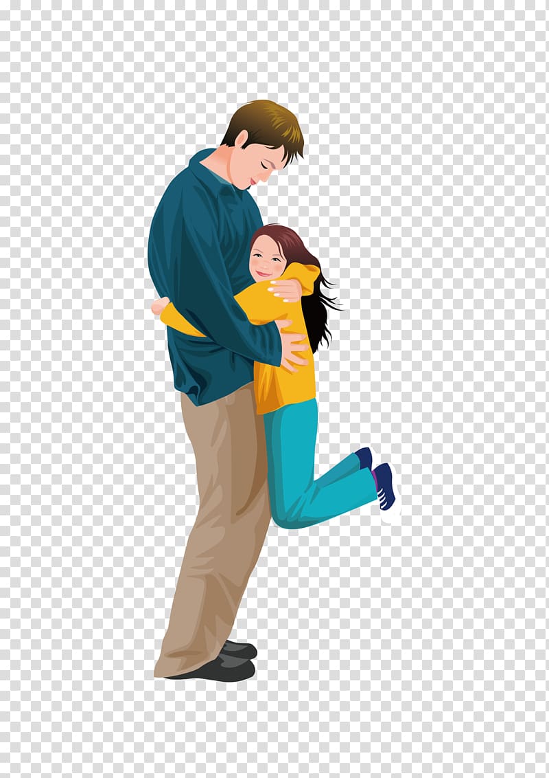 Man hugging girl digital artwork, Father Daughter Hug Girl.