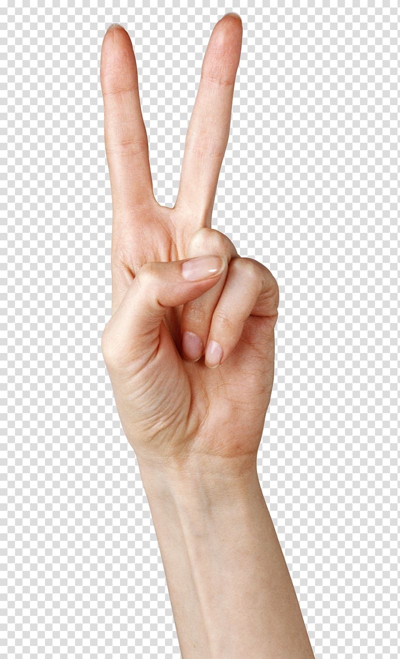 Left person\'s hand, Finger , Hand Showing Two Fingers.
