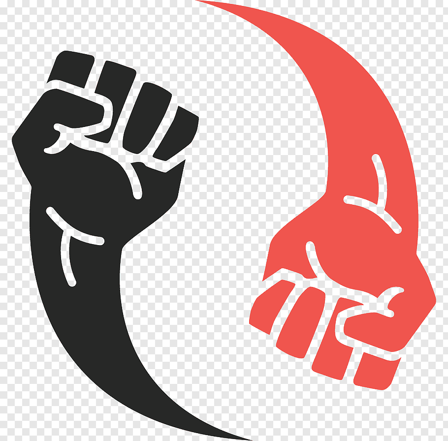 Two red and black fist logo, Finger Thumb Logo Joint Font.