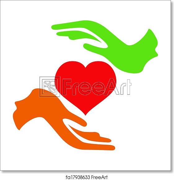 Free art print of Hands hold heart.