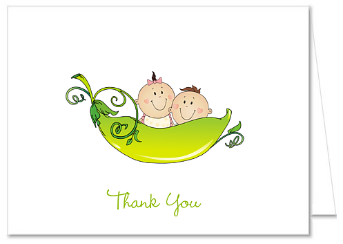 Two Peas in a Pod Baby Shower Thank You Note Cards.