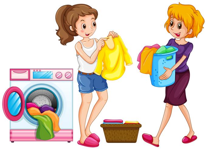 Two women doing laundry.