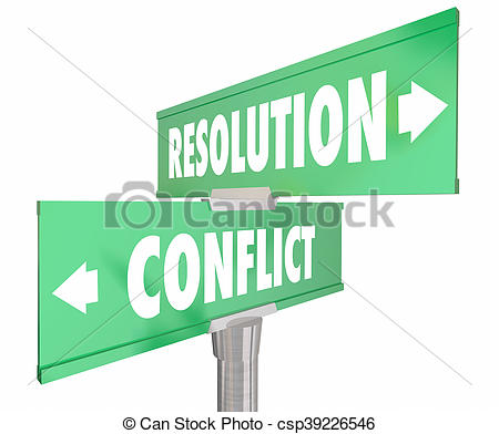 Drawing of Conflict Vs Resolution 2 Two Way Road Street Signs 3d.