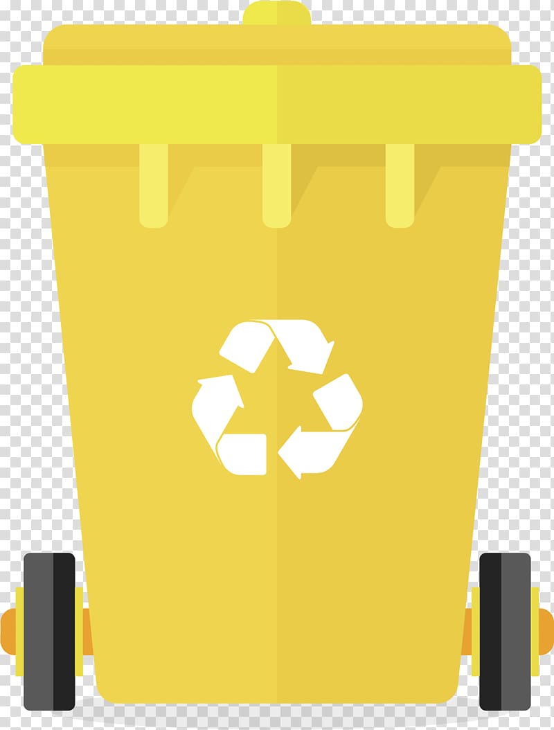 Yellow trash bin illustration, Paper Waste container Logo.
