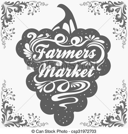 Vector Clipart of Typographic vintage poster. Farmers market.