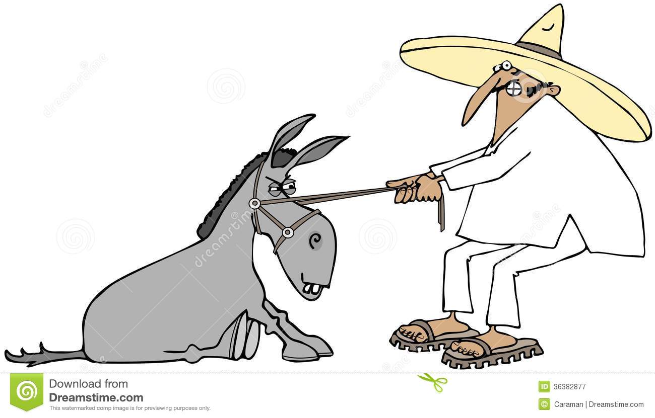 Mexicain Tirant Un âne Têtu Photographie stock libre de droits. Mexicain Tirant Un âne Têtu Photographie stock libre de droits.