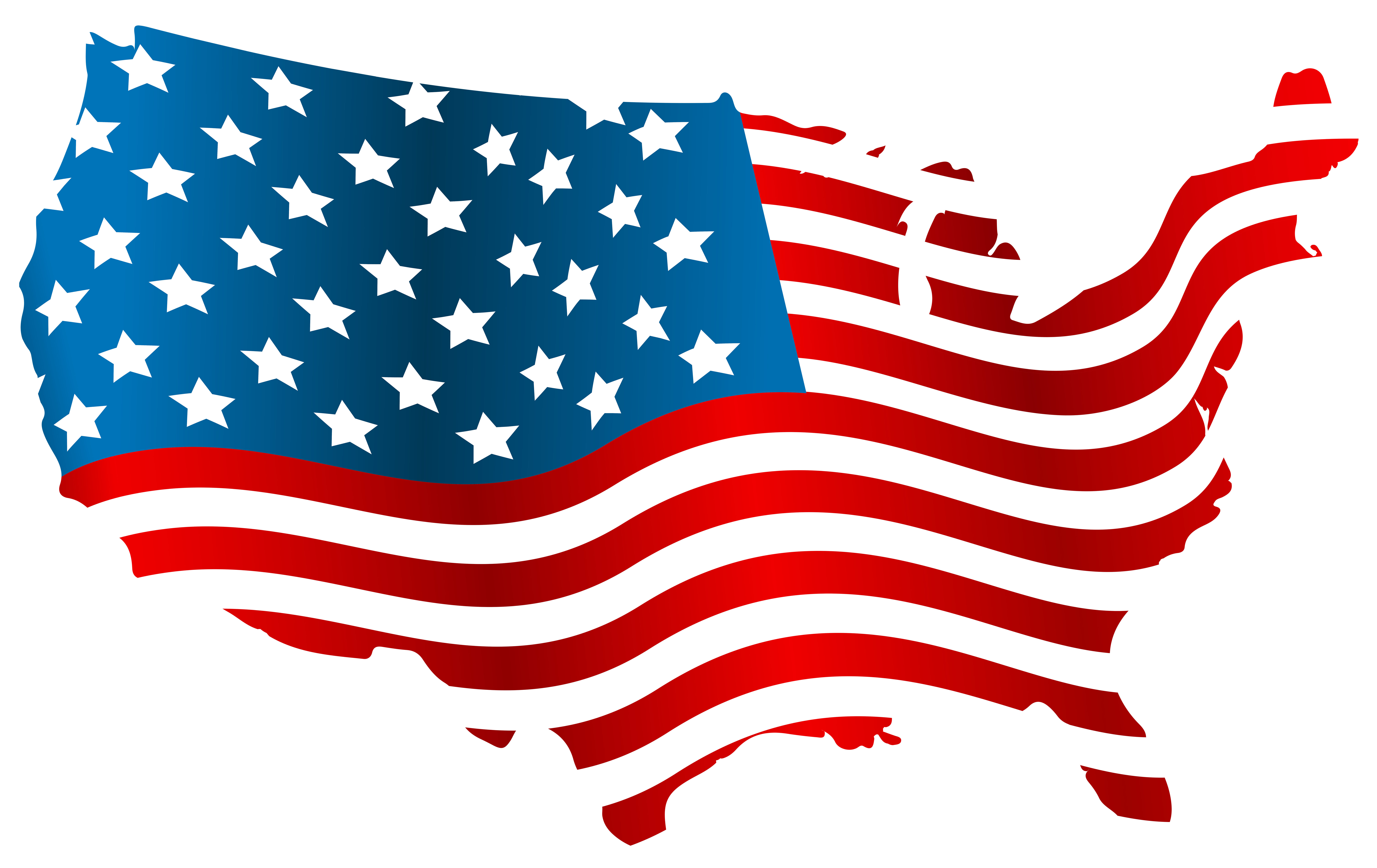 USA Flag Map PNG Clip Art Image.