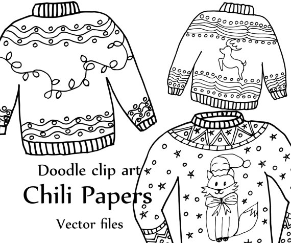 ugly christmas sweater clipart black and white 10 free Cliparts ...