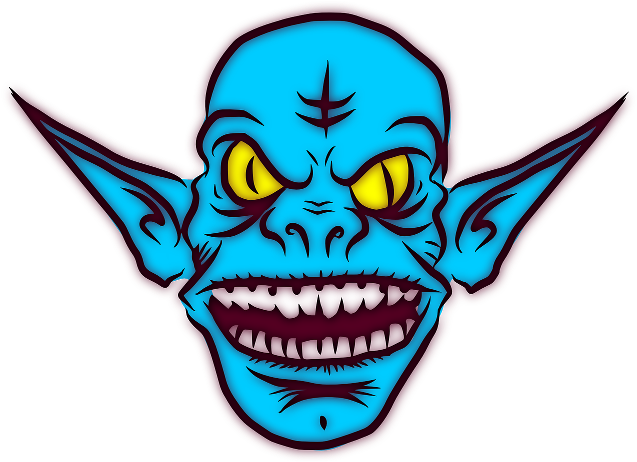 Troll Ugly Monster Alien Ears Goblin Grin Mean.