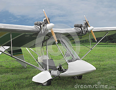 Twin Engine Ultralight Aircraft. Stock Images.
