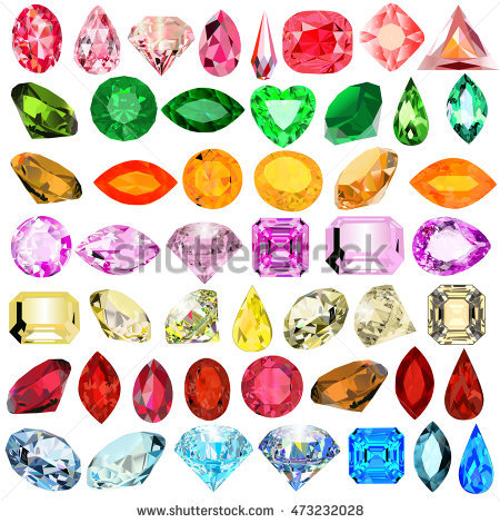 Collection Set Semiprecious Gemstones Stones Minerals Stock Photo.