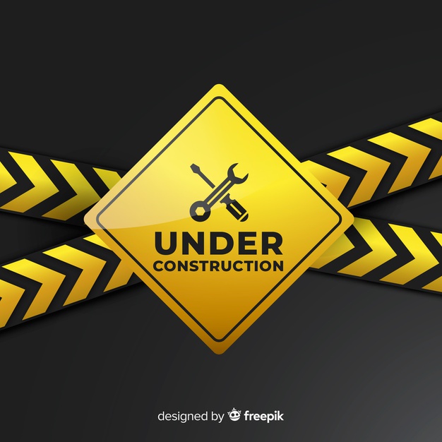 Yellow under construction realistic sign Vector.