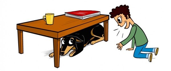 Dog Under The Table Clipart.