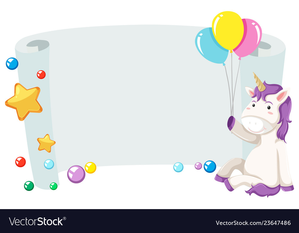 Unicorn on blank border.