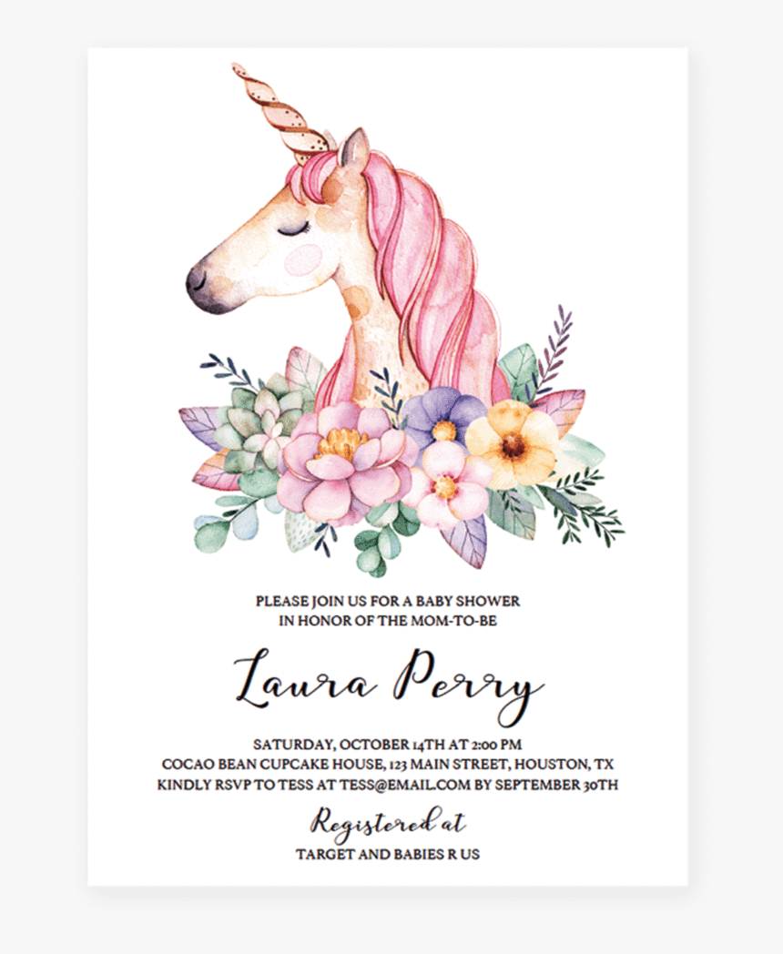 Clip Art Free Unicorn Invitation Template.