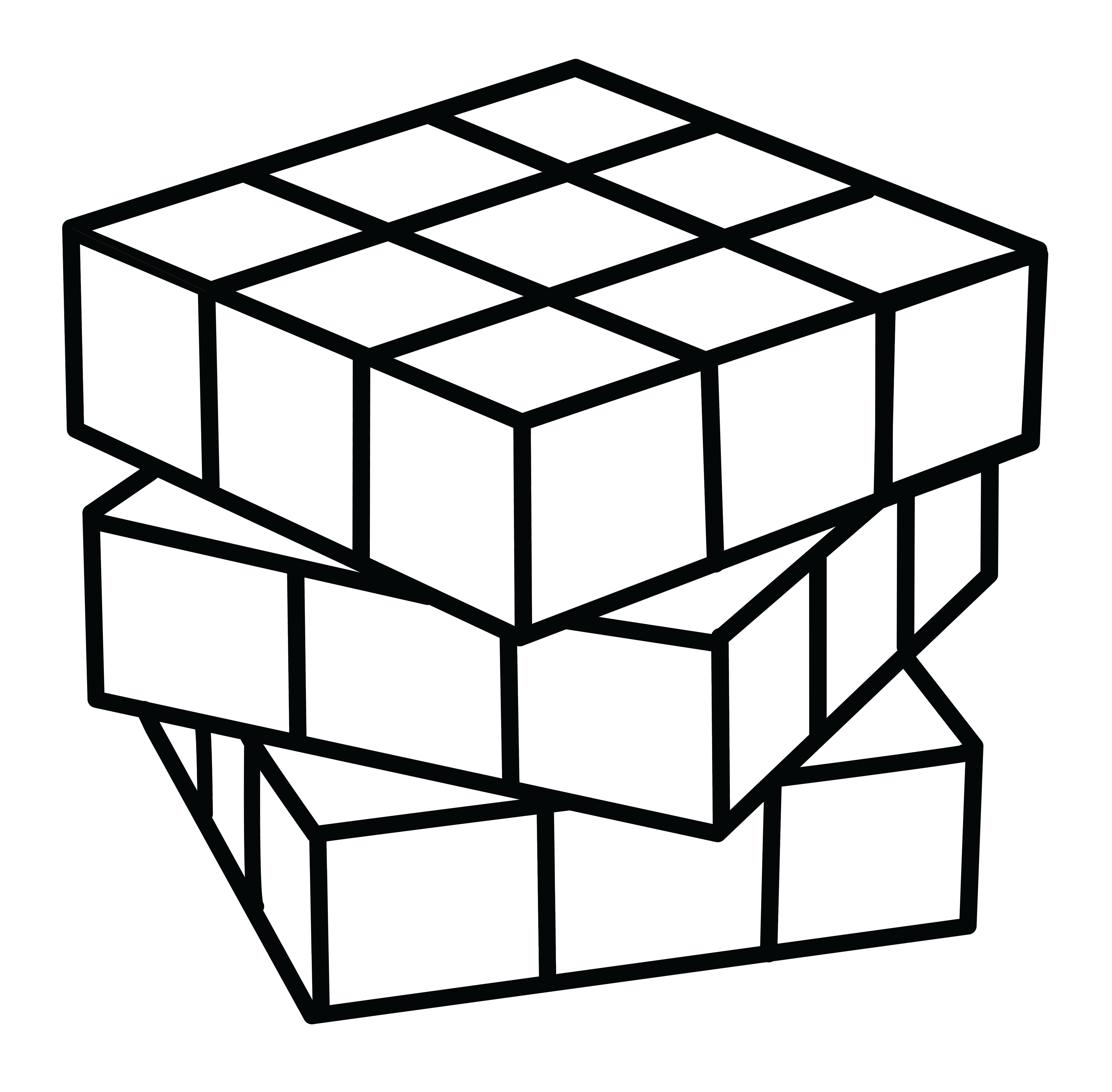 Rubik\'s Cube Clipart Black And White.