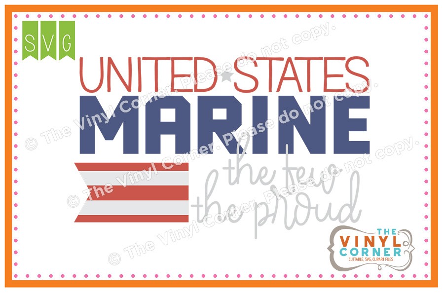 Applique Corner United States Marine Cuttable SVG Clipart Design.