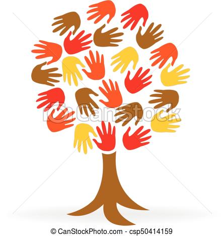 Tree hands unity people logo.