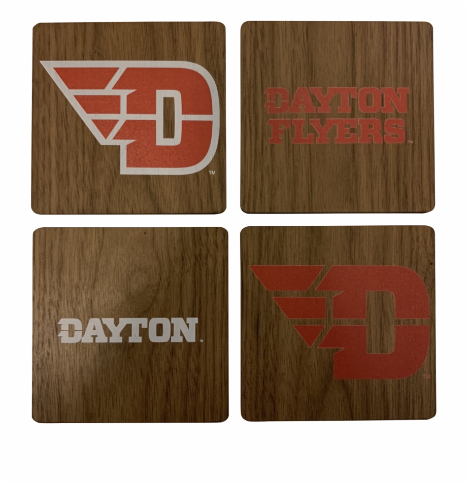 University Of Dayton Walnut Coaster Set.