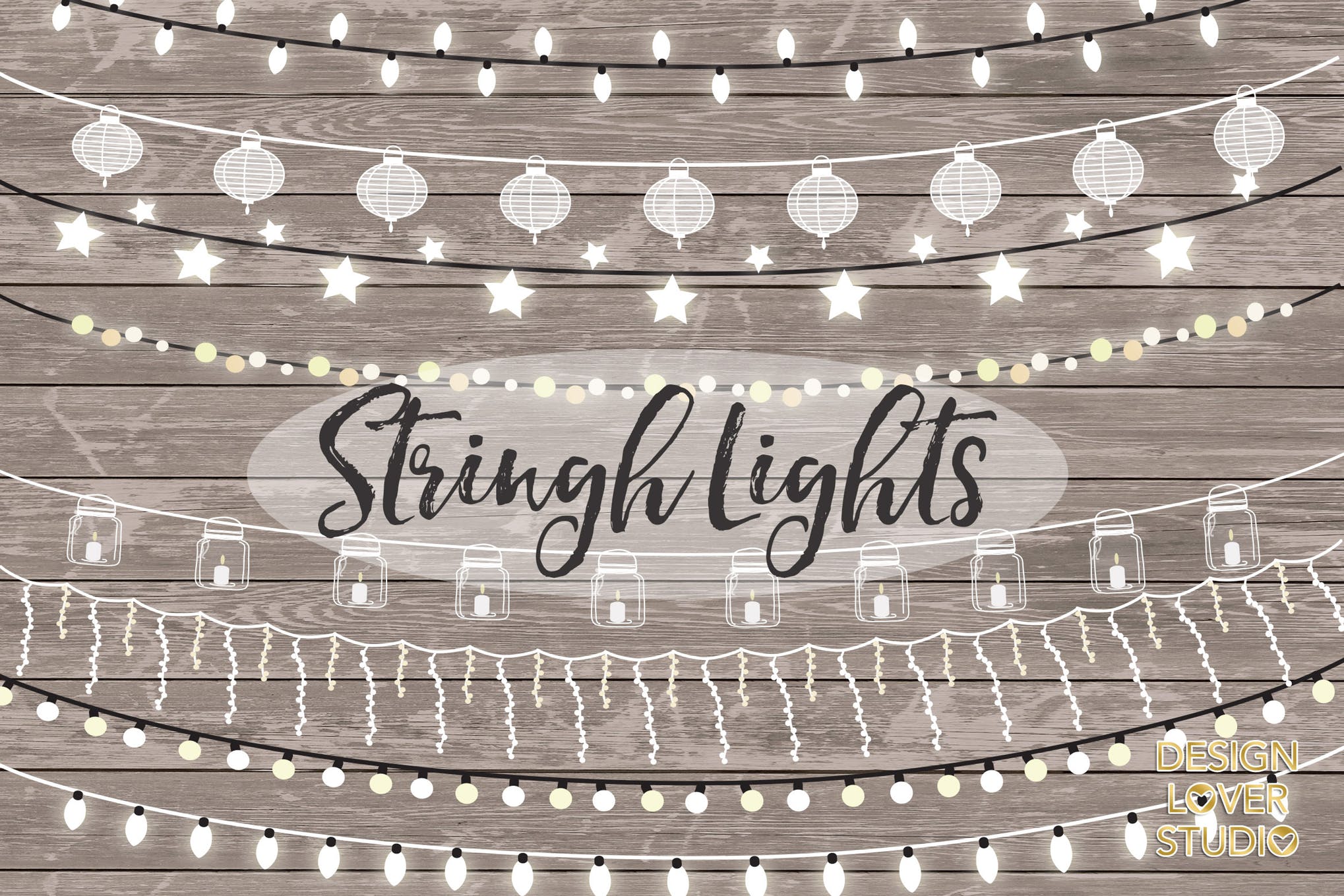 Vector lights clipart, String Lights Clipart by designloverstudio on Envato  Elements.