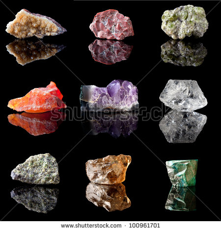 Series Semiprecious Gemstones Uncut Unpolished State Stock Photo.